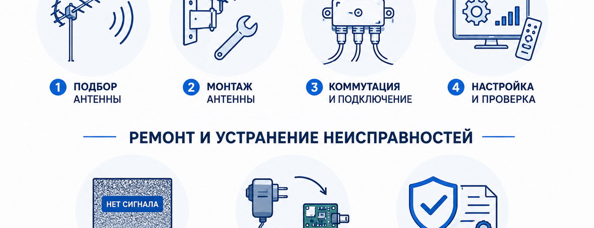 Установка под ключ и ремонт бесплатного цифрового ТВ и Эфирной ZALA в Дзержинске